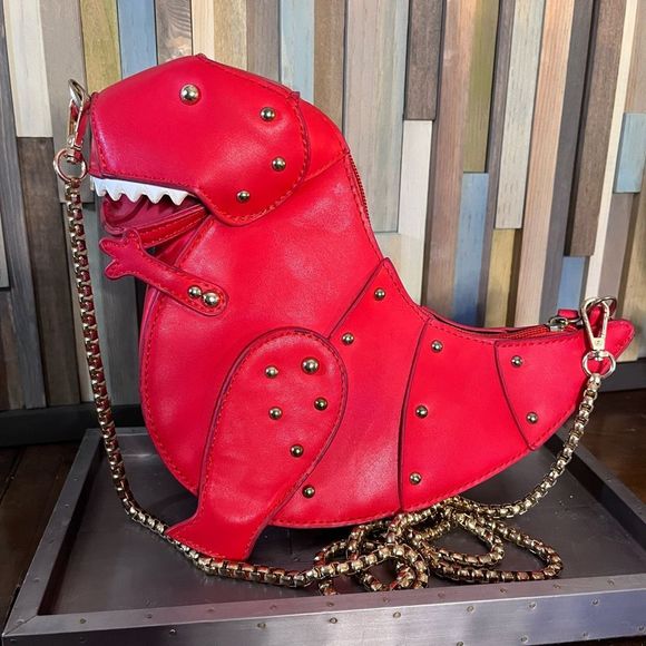 Handbags - Red T-Rex mini bag, super cute riveted design, 11”